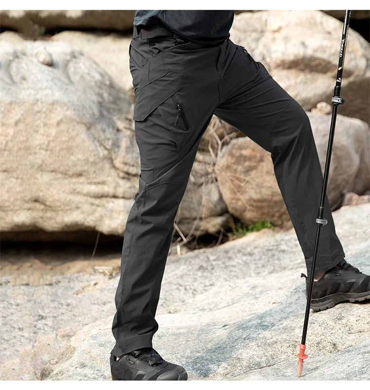 TRVLWEGO Herren-Outdoor-Hose, lässig, Trekking, schnell trocknend, leicht, wasserdicht, Wander-Cargohose mit 6 Taschen, Herbst – Detail 14