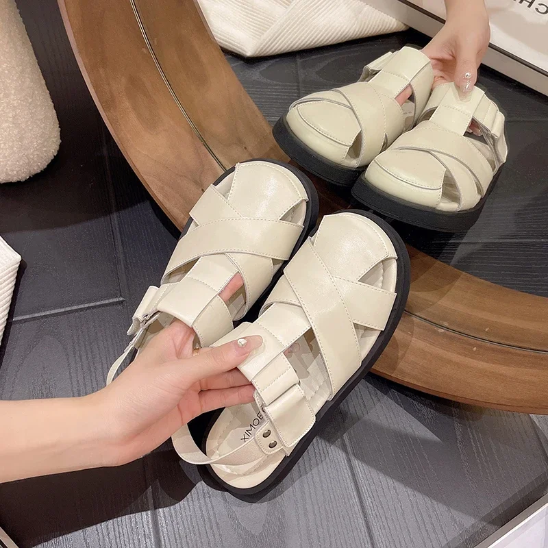 

2023 New Women's Sandals Summer Comfortable Casual Outdoor Flat Shoes Sexy High Quality Fashion Beach Solid Round Toe Sandals