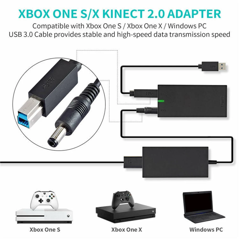 Kinect Converter Adapter for Xbox One S, Xbox One X, and Windows