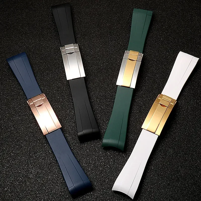 Premium Black Silicone Watch Band Bracelet - 20mm/21mm Rubber Strap