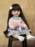 BZDOLL Full Soft Silicone Body Reborn Baby Girl Doll 55cm 22 Inch Realistic Princess Toddler Bebe Bath Toy Birthday Gift 2