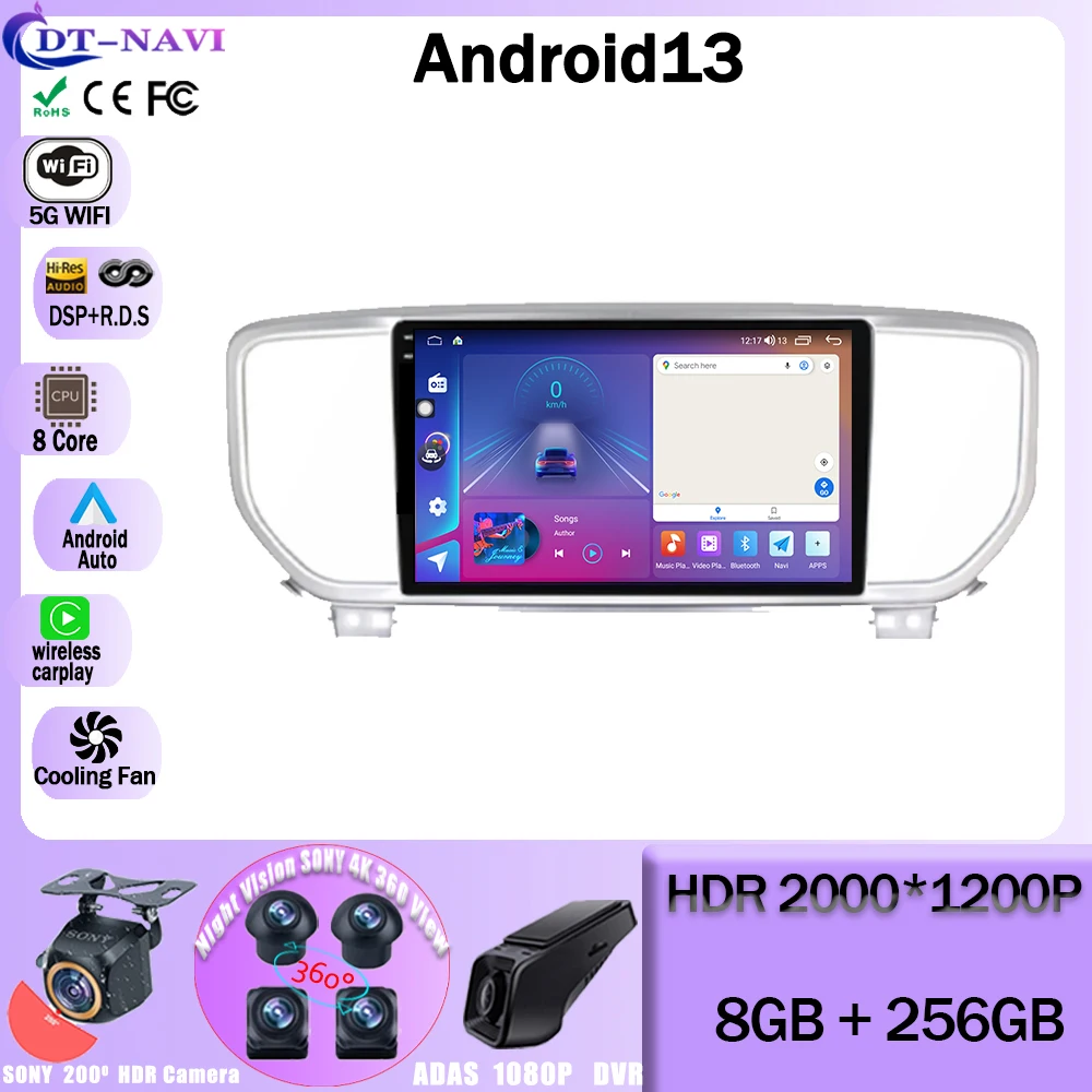 

Автомагнитола на Android 13 для Kia Sportage 4 QL 2019-2022, мультимедийный видеопроигрыватель, стереопроигрыватель с GPS-навигацией, BT, Wi-Fi, LTE, 2 din