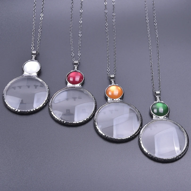 7 Colors Magnifying Glass Necklace Practical Vintage Reading