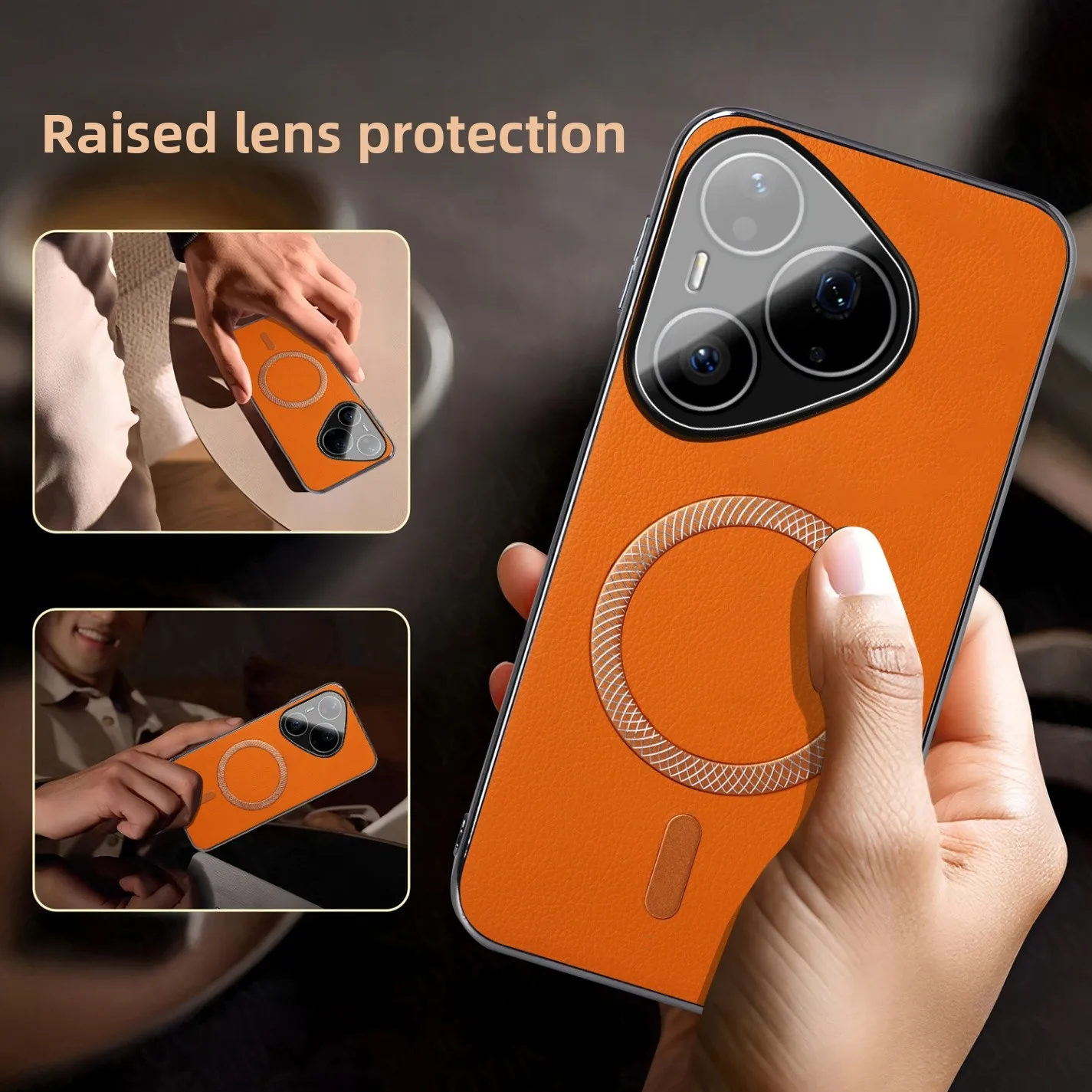 Luxury PU Leather Phone Case with Magsafe Magnetic Wireless Charging and Shockproof Protection