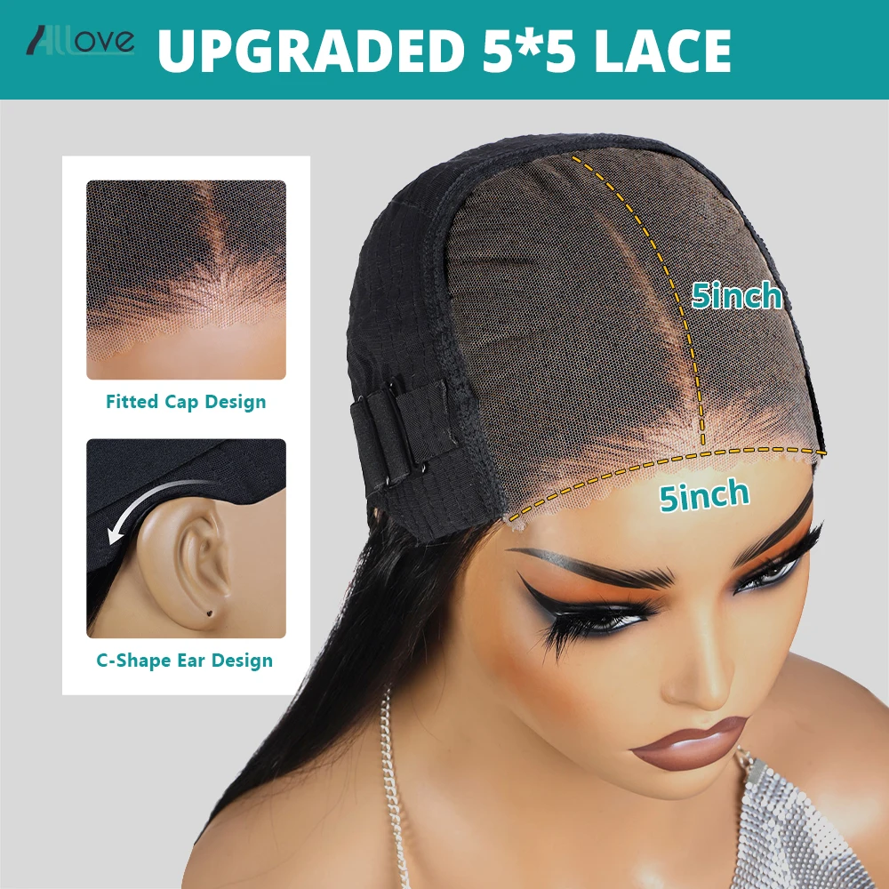 5X5 Glueless Wig Bleached Knots Pre Plucked Upgraded Lace Front Wigs Pre Cut Body Wave  Natural Color 100% Human Hair For Women 4