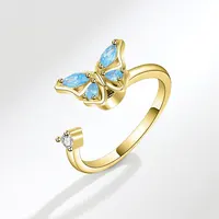 SMJEL Fidget Spinner Ring Anxiety for Women Multiple Crystal Flower Eye Butterfly Animal Ring Rotate Anti Stress Wedding Jewerly - Image 3
