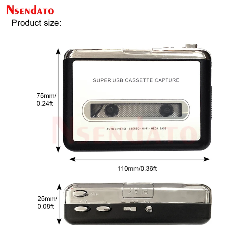Cassette Player Portable USB C Tape to mp3 converter Type C to USB Capture Audio Music Radio