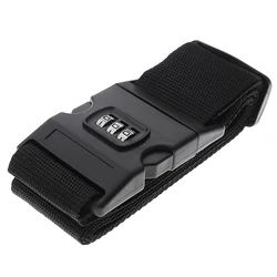Travel Luggage Suitcase with Secure Durable Nylon Strap Belt (Black)