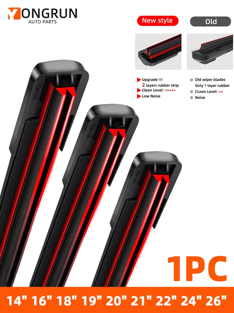 Car Windshield Wiper General J/U hook dual rubber strip boneless multifunctional double-layer rubber wiper blade