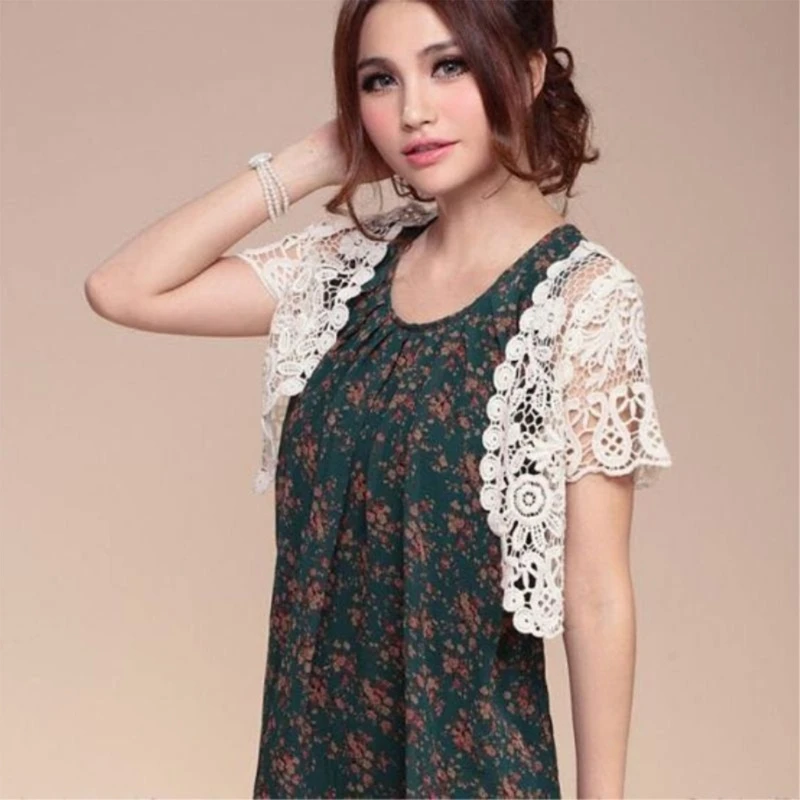 Womens Short Sleeve Open Front Lace Cardigan Floral Crochet Sheer Beach  Cover Up Shrugs Crop Bolero Jackets for Dresses - AliExpress