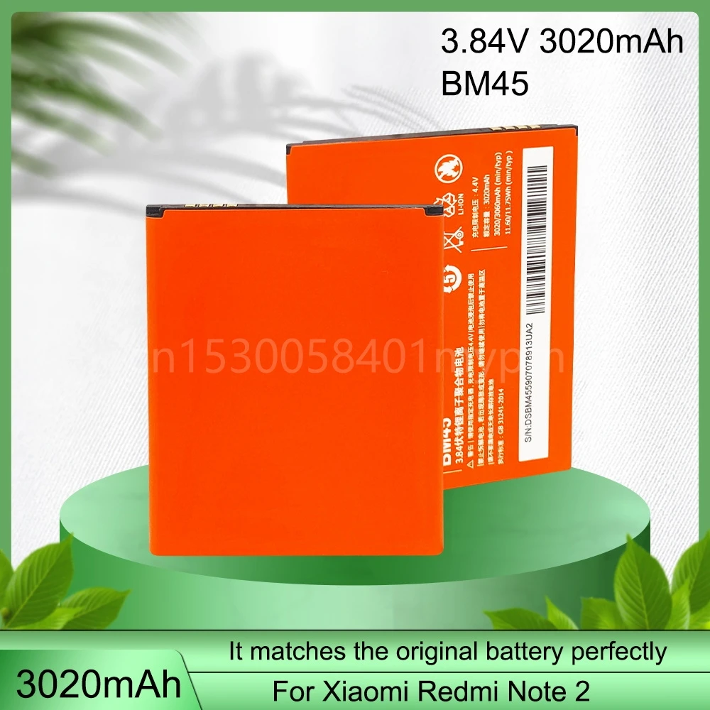 Batteria Di Ricambio Per Xiaomi Mi Redmi Note 2 Redmi Nota2 Redrice Note2 Bm45 Batteria Ricaricabile Per Telefono 3020Mah