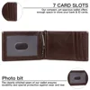 Genuine Leather Mens Wallet with money clip Slim with Metal Clips Money Holder Billfold with Money Clip 2