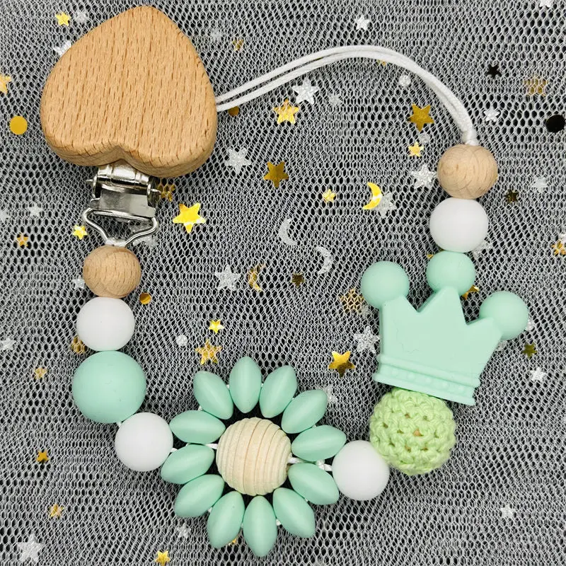 Baby With Name Baby Pacifier Clip Silicone Flower Nipple Holder Clip Chain Silicone Pacifier For Teether Toy New