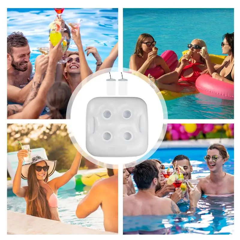 Inflatable Drink Holder Inflatable Drink Cup Holder Large Capacity Water Fun Toys Float Coasters Hold 4 Beer Cans For Swimming 5