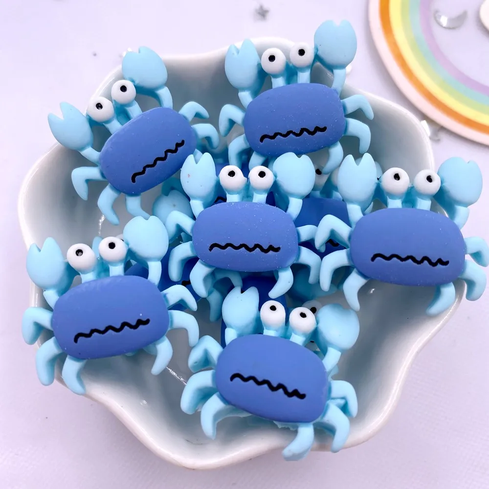 10 stücke Bunte Harz Kawaii Krabbe Ozean Tier Flatback Cabochon Stein Hause Figuren Sammelalbum DIY Zubehör Dekor Handwerk