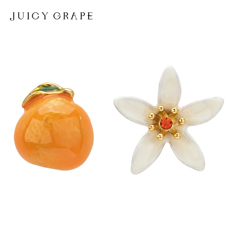 

JUICY GRAPE Asymmetrical Stud Earrings for Women Sweet Fruit Flower Earring for Women 925 Sterling Silver Needle Fine Jewelry