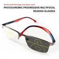 Lunettes de lecture multifocales progressives, photochromiques, anti-lumière bleue, charnière de fronde en métal, Tr bicolore, même style pour hommes et femmes 2