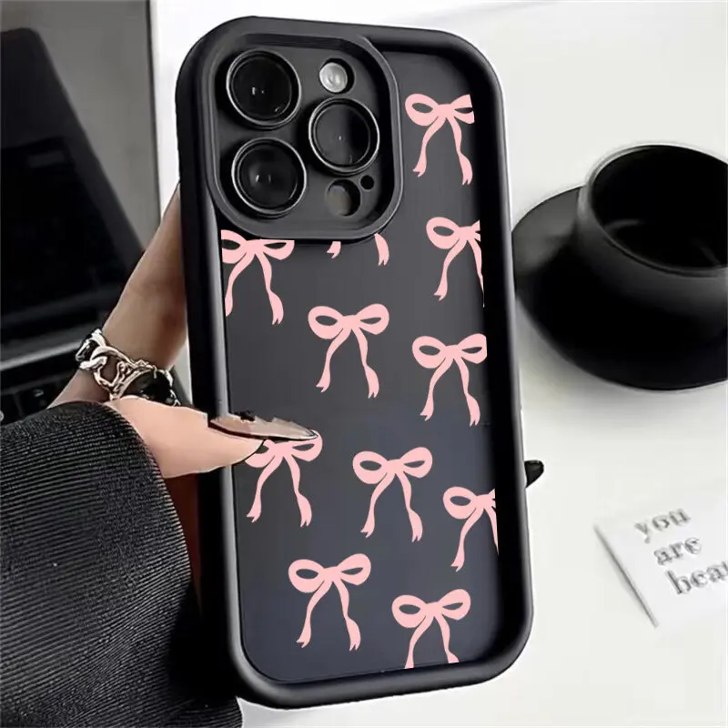 Charming Pink Heart Bow Silicone Phone Case Cover - Cute & Stylish Protection