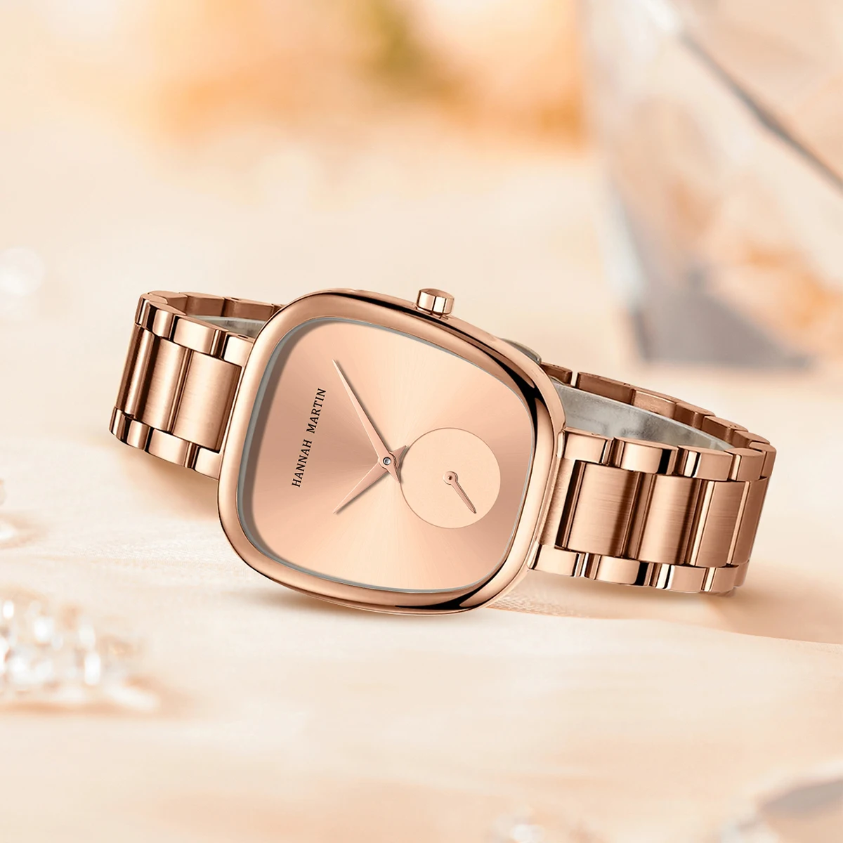 2023 New Women's Quartz Wristwatch 34mm Wine Barrel Rose Gold Black Stopwatch Fashionable Minimalist Style Oval Women's Watches 3