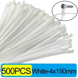 Enhanced Nylon Cable Ties - Multipurpose Heavy Duty Adjustable Self - Locking Straps (500PCS - White)