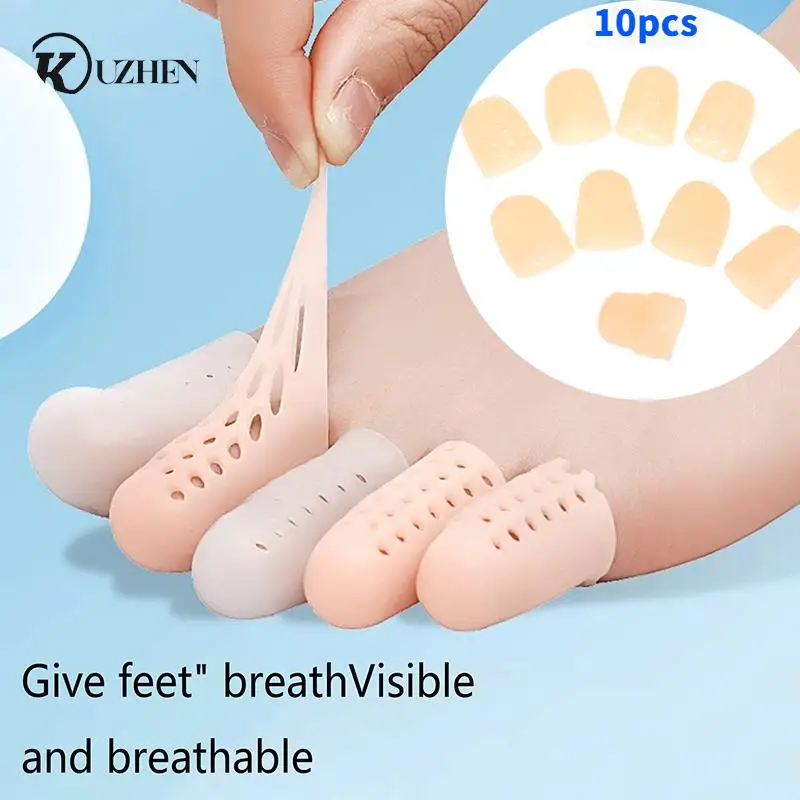 

10Pcs Silicone Toe Caps Protectors Anti-Friction Breathable Toe Covers Prevents Blisters Bunion Corrector Foot Care Pedicure Too