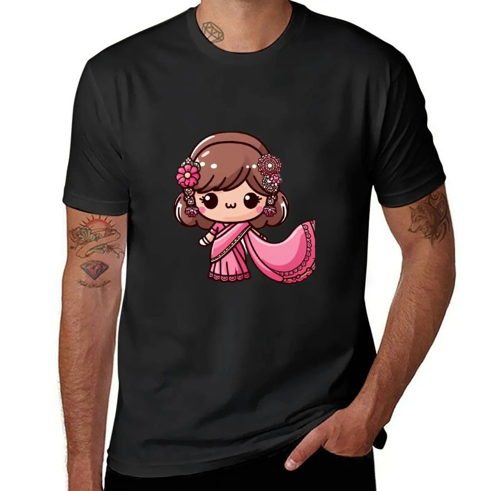 Little Pink Saree T-Shirt anime blanks tops sports fans black t shirts for men