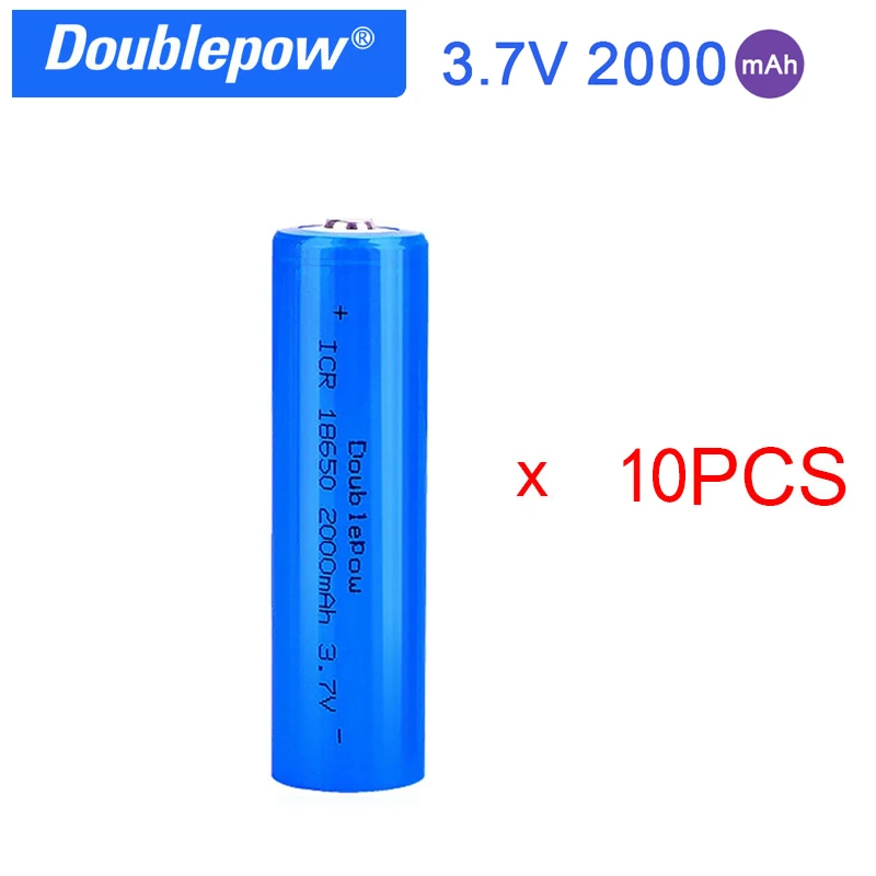 Doublepow 18650 Batteria 3.7V 2000 Mah Batteria Ricaricabile Al Litio Per Batterie Torcia 2000 Mah Batteria 10 Pz