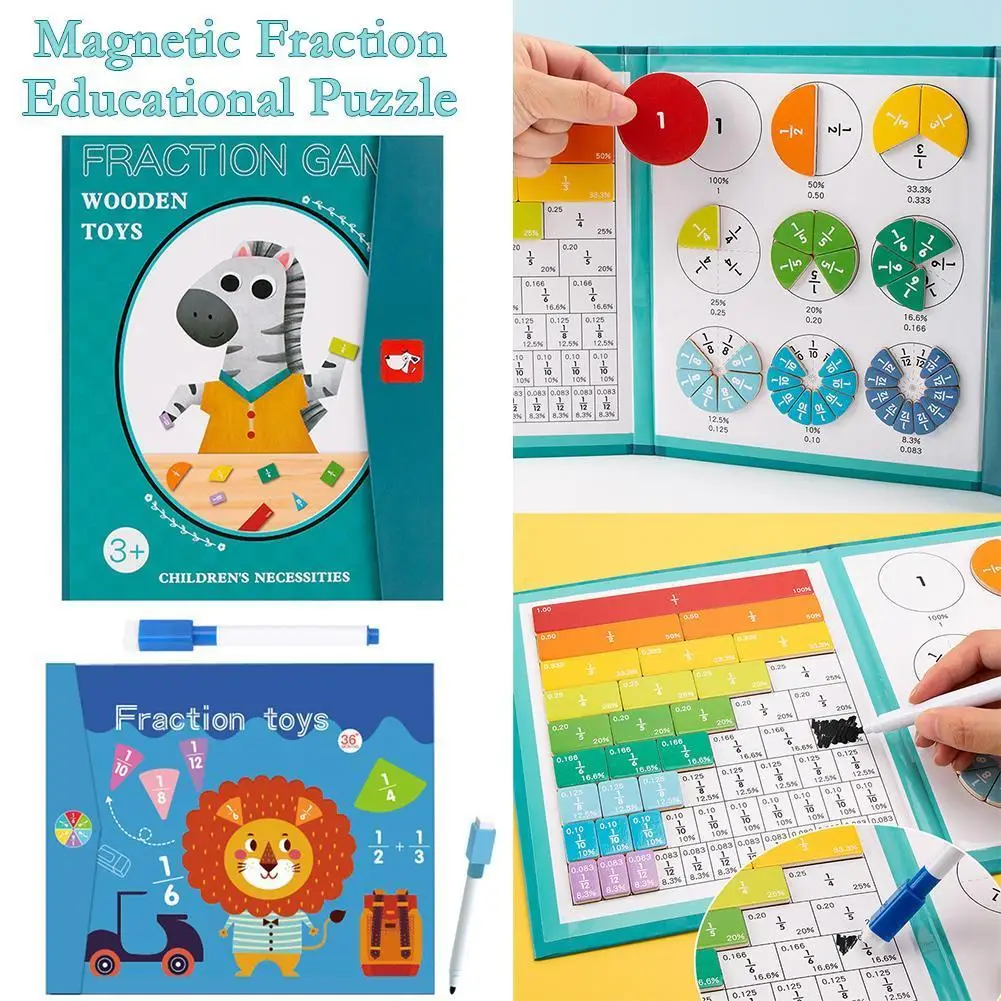 

Magnetic Fraction Educational Puzzle Multicolor Math Learning Toys Arithmetic Rainbow Intelligence Developing Supplies For Kids