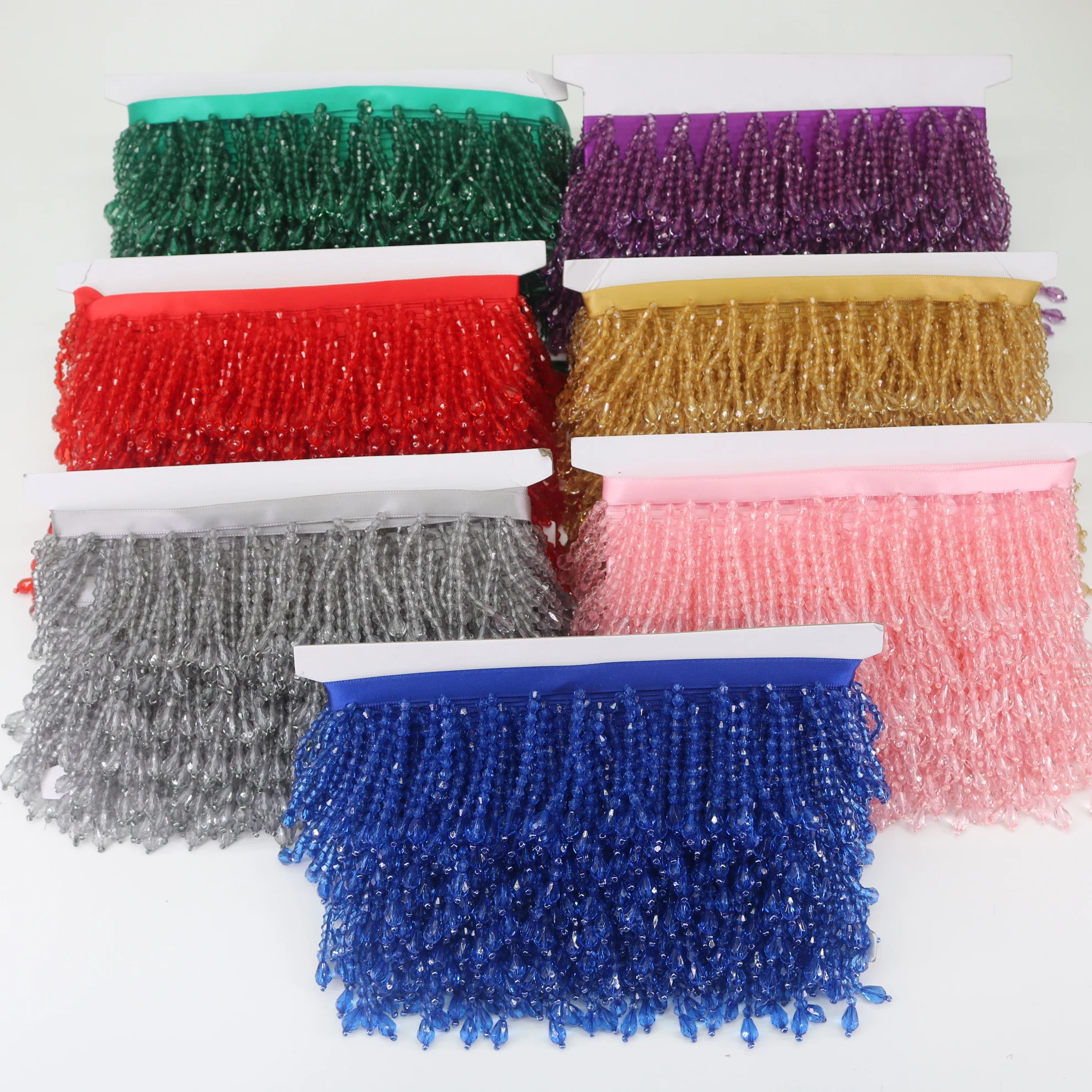 Tassel Fringe Decoration Accessories Trim 2 Yards Crystal Pendant Beaded Fringe DIY Clothes Stage Dress Curtain Decorate