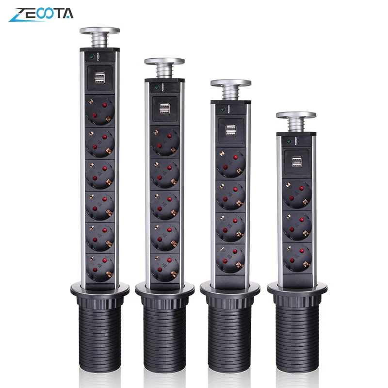 Tabletop Power Strip Table Point Socket Pop Up Pull Electric Outlets EU Plug Sockets for Home Office Kitchen 1.8m Extension Cord