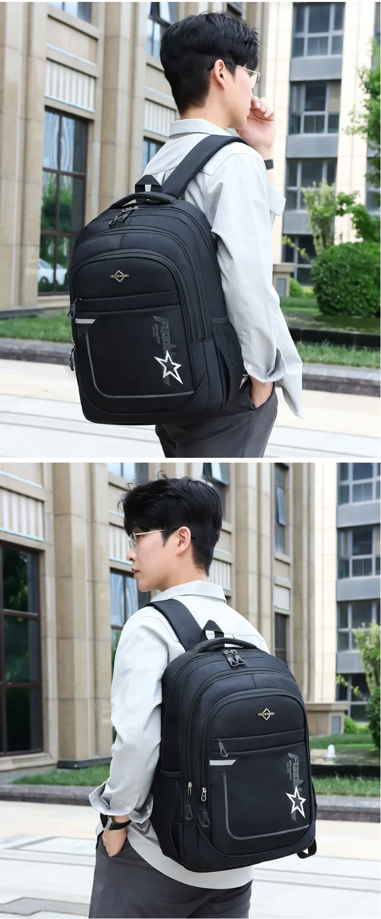 2026 Trendiger, dicker Rucksack mit großer Kapazität für Jungen, Gymnasiasten, doppelte Umhängetasche für Mädchen, Mittelschulpaket – Detail 16