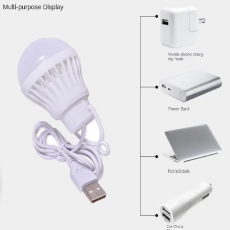5V USB Dimming LED Bulb 3/5/7/9/12W Lights Reading Night Lamps Wall Hanging Adjustable for Camping Home Bulbs Light Ball