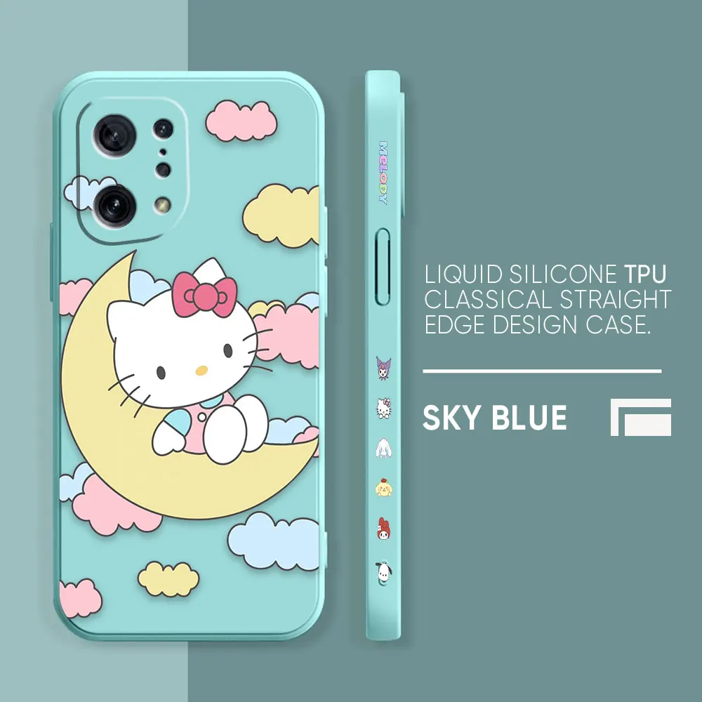 thumbnail image 1 of Case For OPPO FIND X6 X3 REALME X7 X50 RENO 2 4Z 4 6 Lite 5Z 5F 4G 5G PRO Liquid Silicone Case Cute Hello K-Kitty Cat, 1 of 5