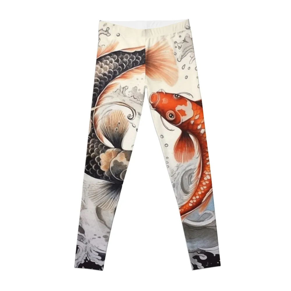 

Ying Yang Koi Fish Japan Leggings gym top Fitness woman Sports pants woman Womens Leggings