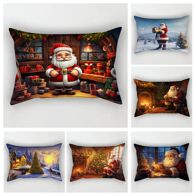 Juste de coussin décorative pour la maison, décor de salon, chambre à coucher, lit, joyeux Noël, hiver, 48x74 cm, 30x50cm, 40x60cm, 50x70cm 1