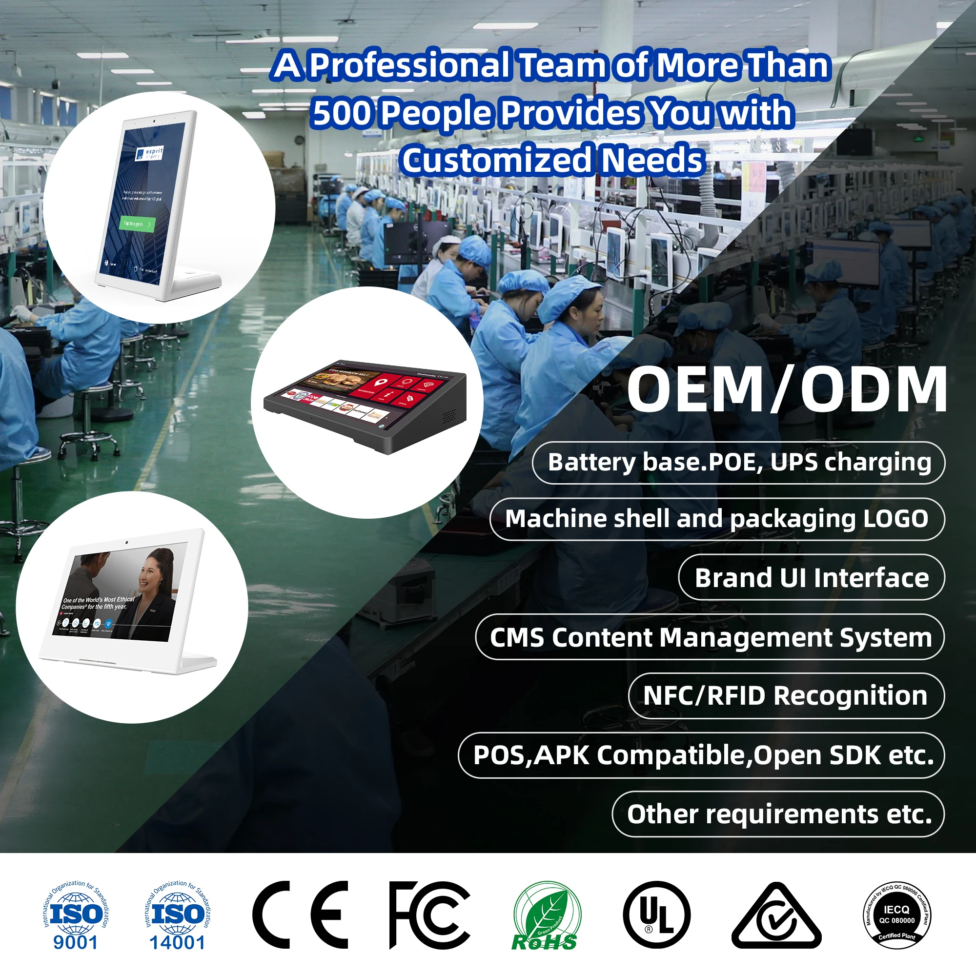 OEM L 타입 10.1인치 고객 피드백 터치스크린 주문 POE RJ45 NFC POS 시스템 데스크탑 안드로이드 태블릿