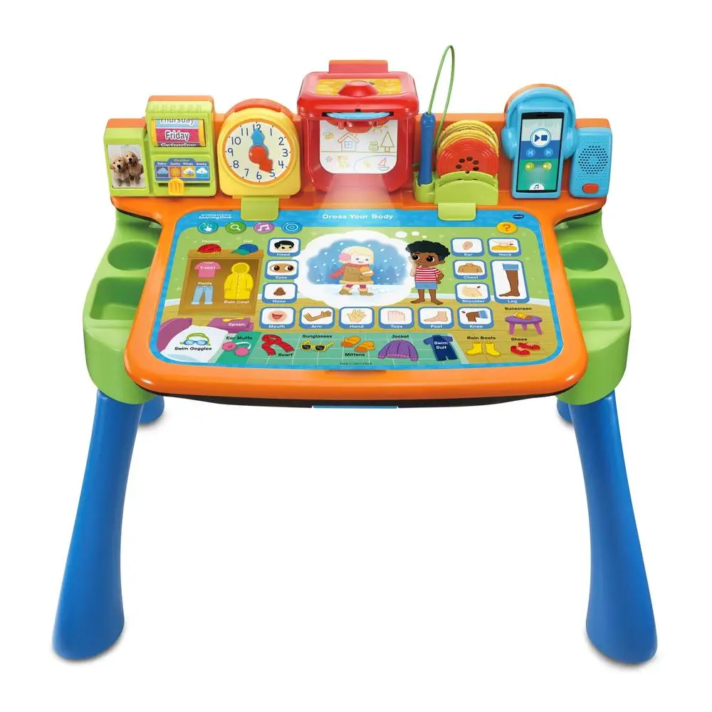 5-in-1 Learning Desk Educational Interactive Toy Kids Play Activity Station Touch and Learn Writing Projector Chalkboard Music 2