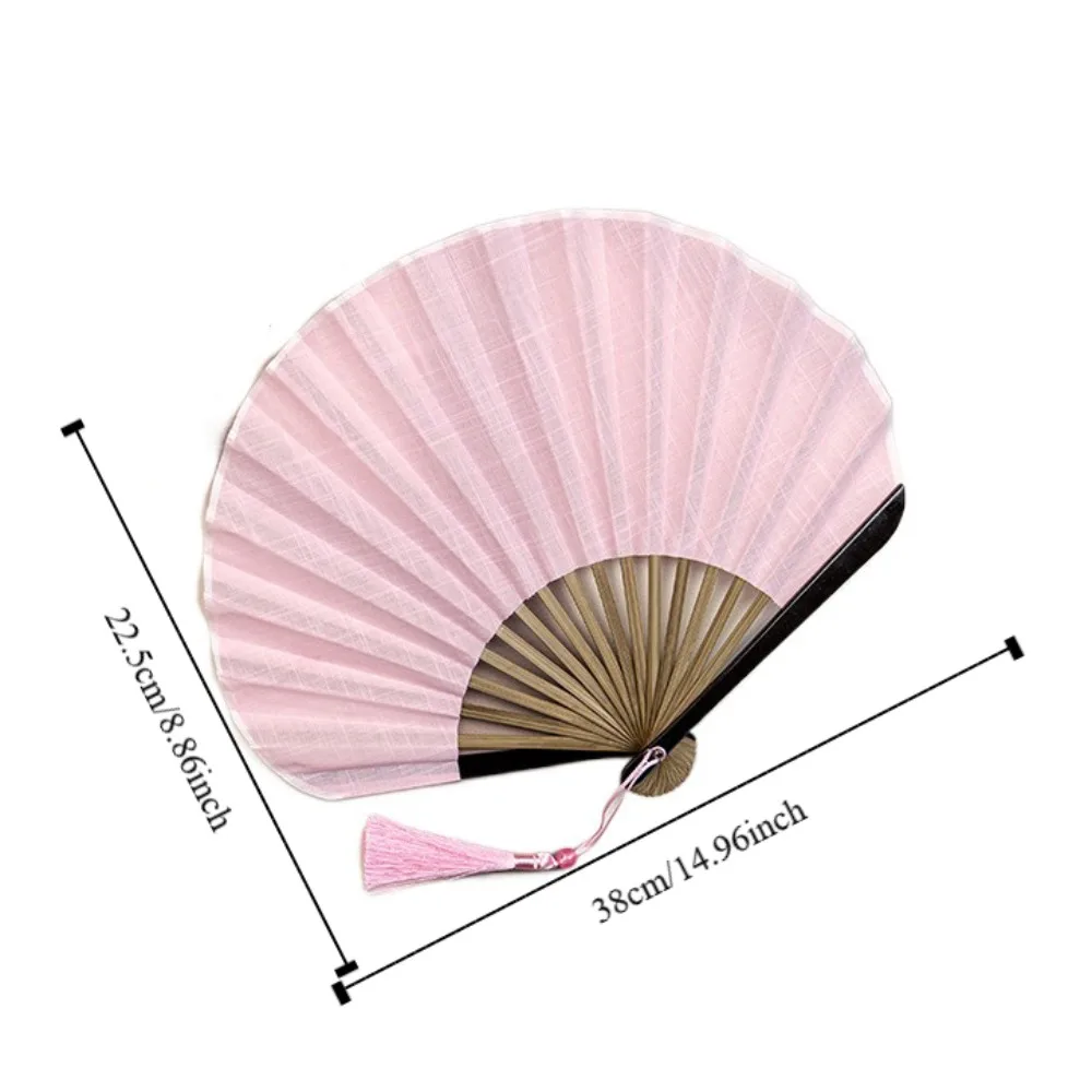 Creative Retro Mini Shell Fan Cotton Linen Cloth Solid Color Folding Hand Fan Gentle Chinese Handheld Party Portable Fan Folding Fan Mini Fan Hand Fan Wooden Hand Fan Silk Fans