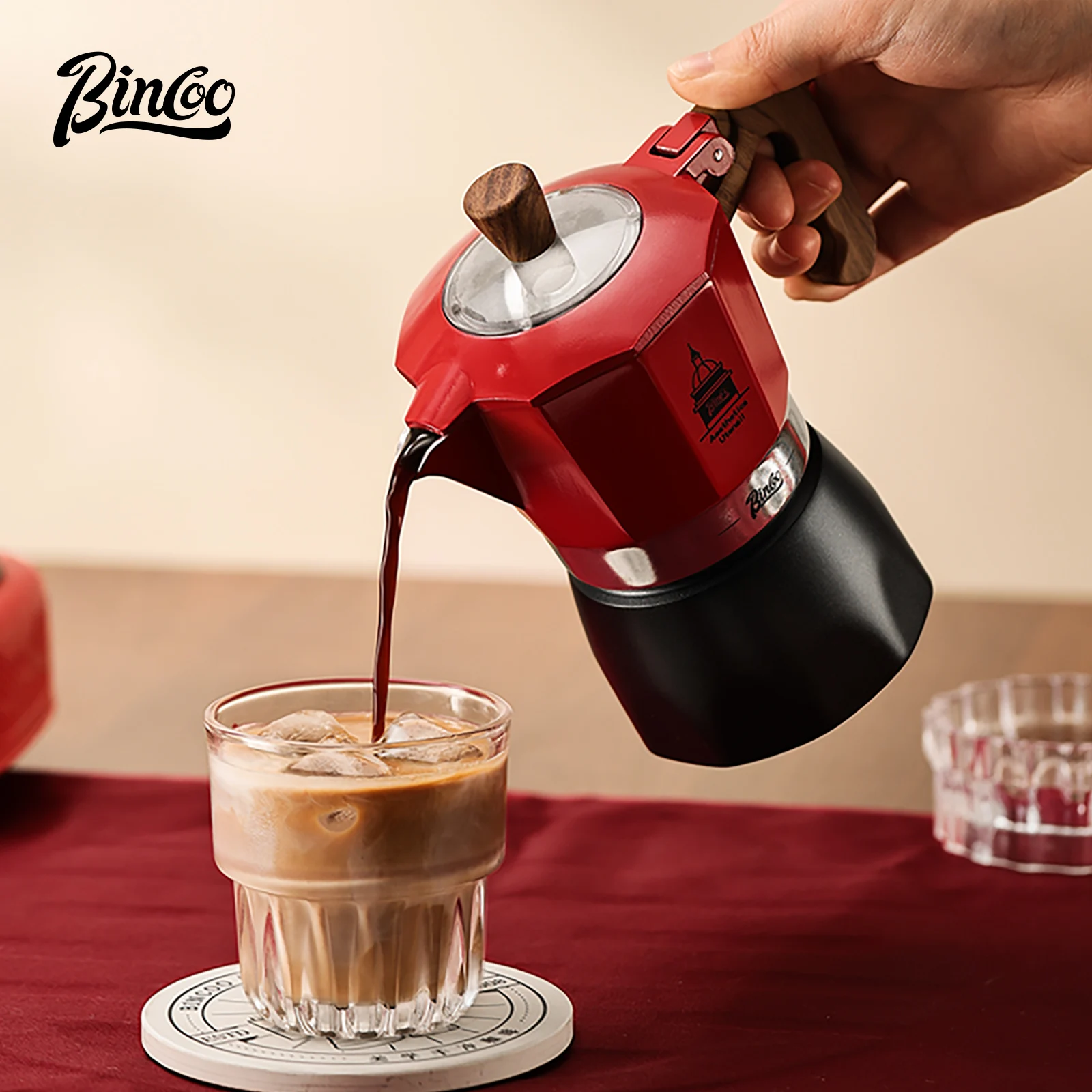 Bincoo Double Valve Moka Pot إسبريسو موكا صمام مزد...