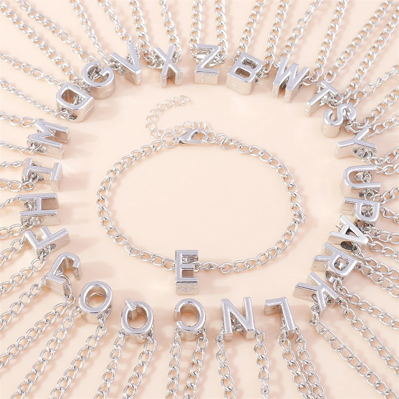 Modisches 26-englisches A-Z-Alphabet-Buchstaben-Armband mit Gliederkette, Namensarmbänder für Frauen, Mädchen, Freunde, Party, Urlaub, Schmuck, Geschenke