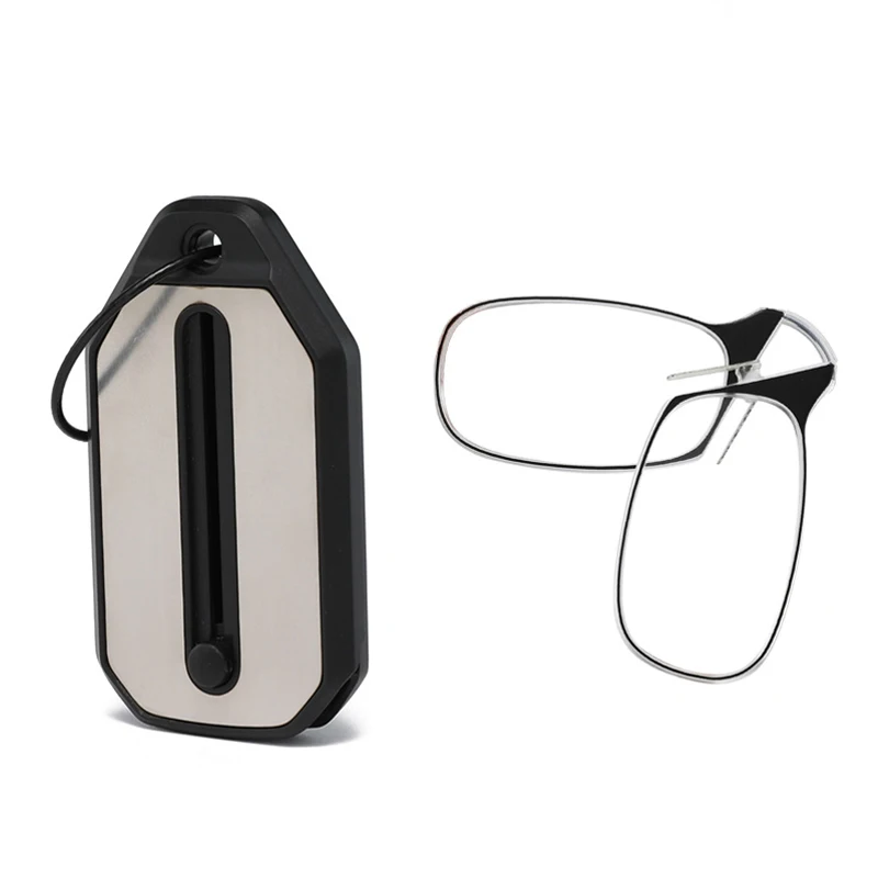 Nose Clip-on Reading Glasses Folding Legless Ultralight Keychain Glasses Men Women Mini Portable Presbyopic +1.0 To +4.0