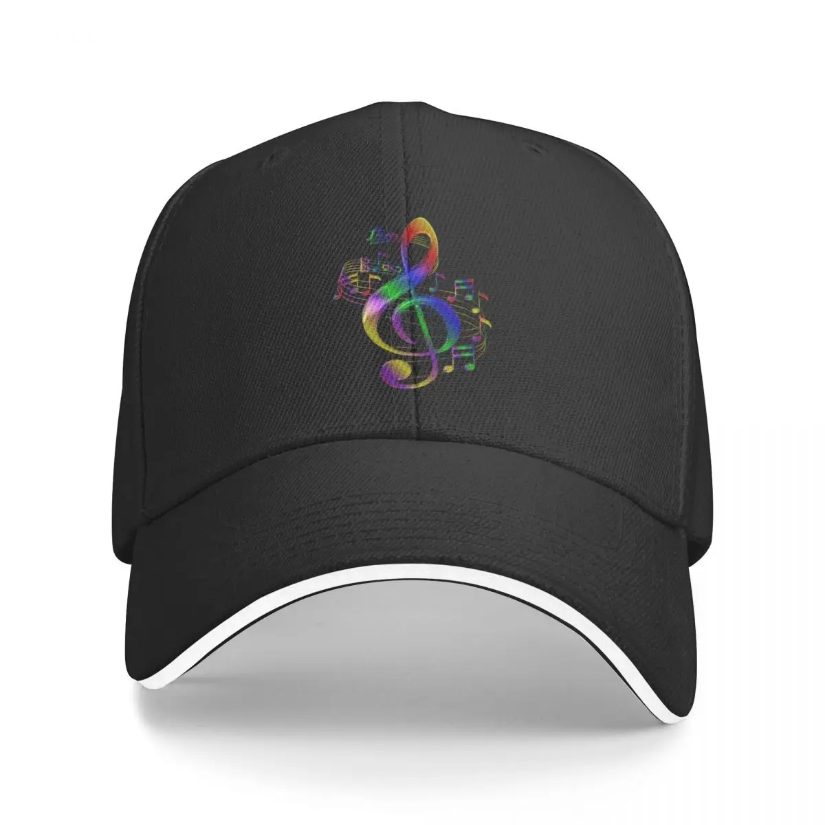 

Colorful Treble Clef With Music Notes Baseball Cap Christmas Hat Rave For Man Women's