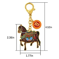 Feng Shui 3 Powers Windhorse Keychain Victory Wind Horse Success Amulet Key Chain 2