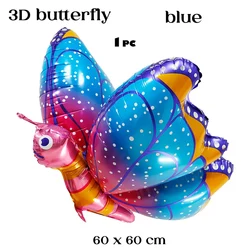 Vibrant Butterfly & Flower Helium Foil Balloons for Celebrations and Decor (3D butterfly - blue)