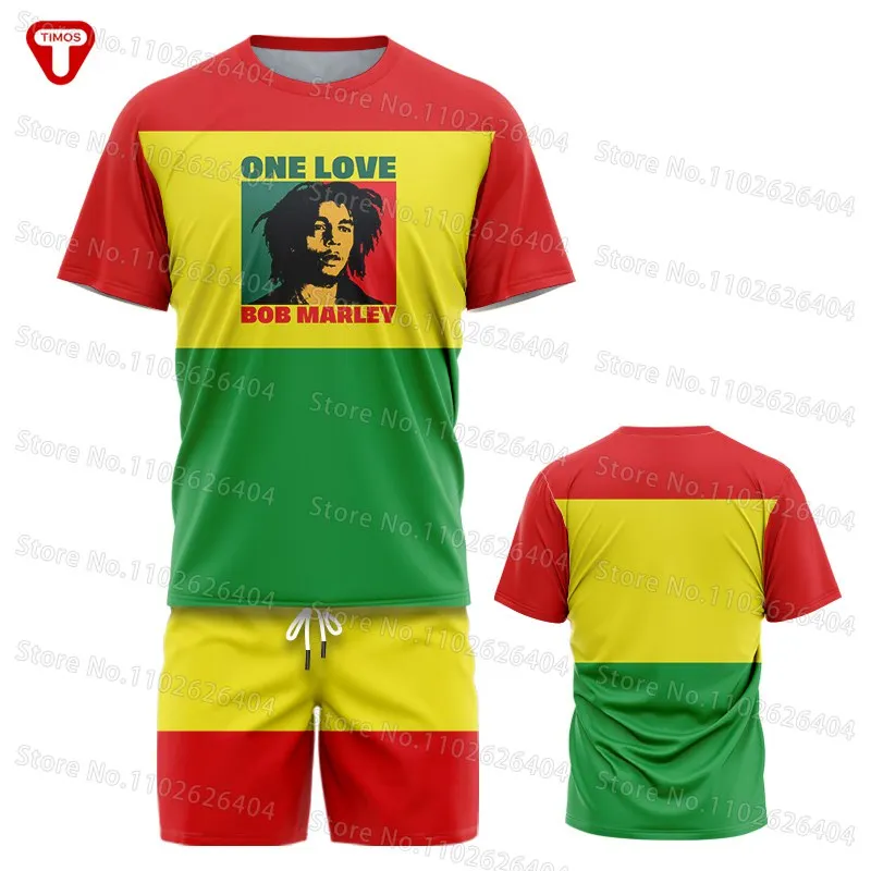 Bob Marley T Shirts Shorts Set Summer Beach Shorts Mesh Quick Drying Reggae Shirt Casual Round Neck Oversized Men's  Short