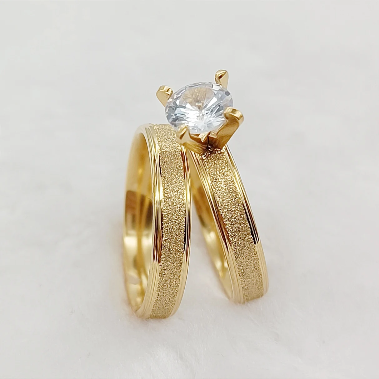 Bague Femme Or 18K Plaqué - Ensemble De 3 Bagues Empilables Avec Zirconium - Cadeau Mariage Fiançailles