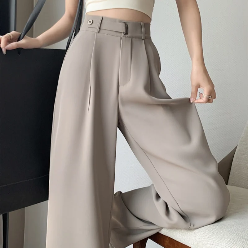Spliced Wide Leg Trousers New Loose Fit Pants Women Tide Spring Autumn