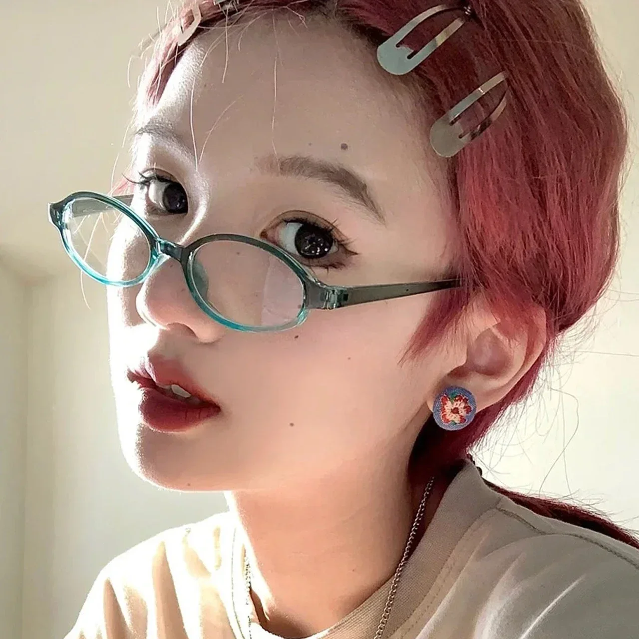 2023 Fashion Retro Blue Green Oval Small Frame Short Sighted Glasses Women's Anti Blue Light Glasses New Style Myopia Eyeglasses 3