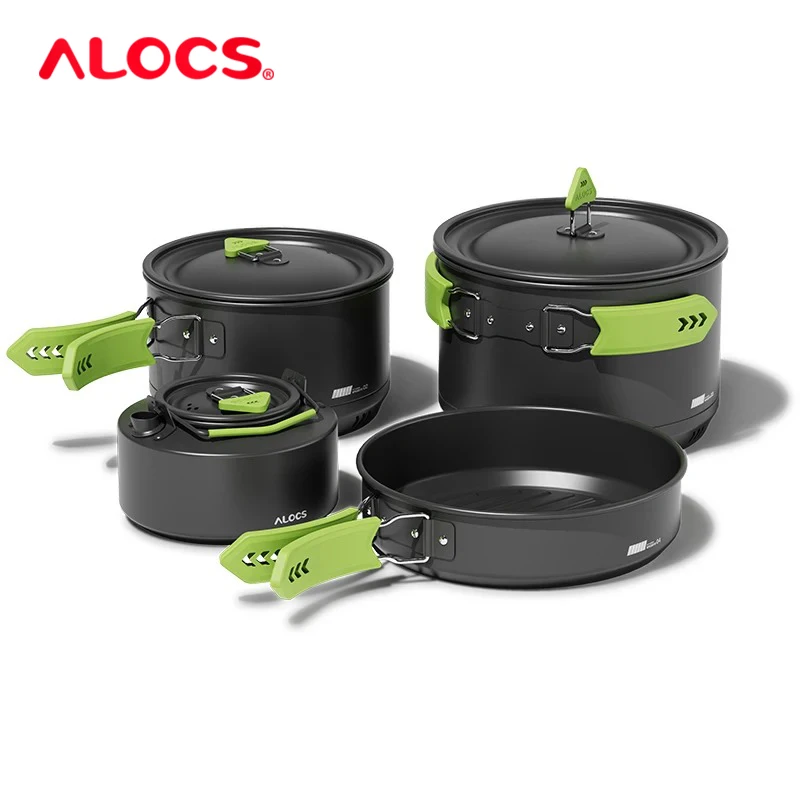 Set Pentole Da Campeggio Alocs - 7 Pezzi In Alluminio Leggero Per