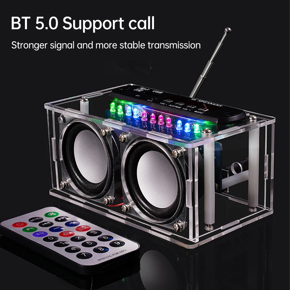 DIY FM Radio Kit 87.5-108MHz 2x3W Amplifier Bluetooth Speaker with Spectrum Display DIY Electronic Soldering Practice Kit
